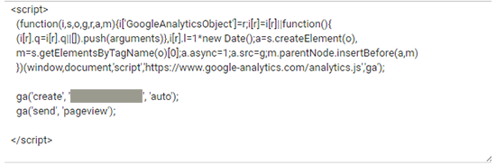 例）Google Analyticsのトラッキングコード（タグ）