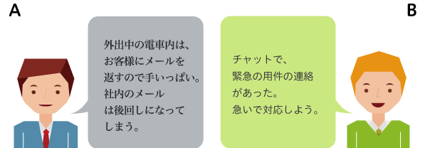 営業チームのコミュニケーション：商談のための外出の道中にて